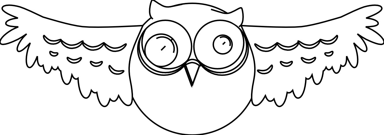 cartoon owl black white line art coloring book ...