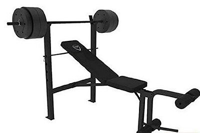 Home Cap Weight Bench Set Barbell Deluxe With 100 Lb Weights ...