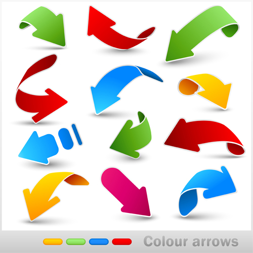 Colored dynamic arrows vector set - Vector Other free download