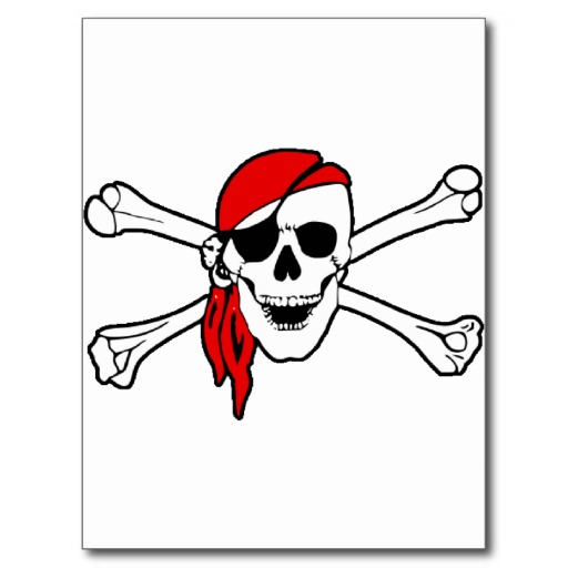 Pirate Skull and Crossbones Postcard from Zazzle.