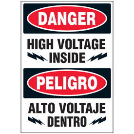 Voltage Warning Labels - Bilingual Danger High Voltage Inside