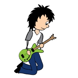 Musician Clipart Image - Teen boy on his knees playing rock guitar ...