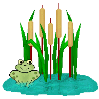 Frog Clipart - Frog and Golden Cattails and Water