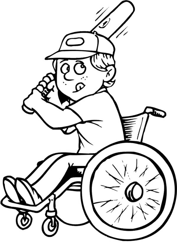 Kids one in wheel chair clipart color pages