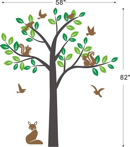 vinyl wall decal - nursery kids Decals - cute fox squirrel birds ...