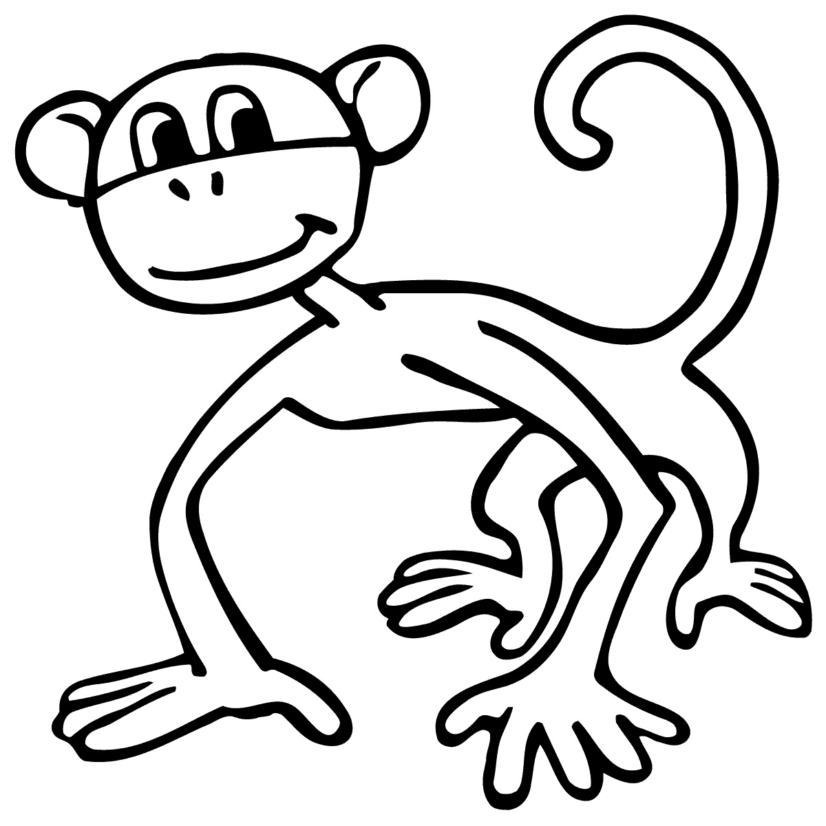 Best Photos of Monkey Outline Drawing - Black and White Monkey ...