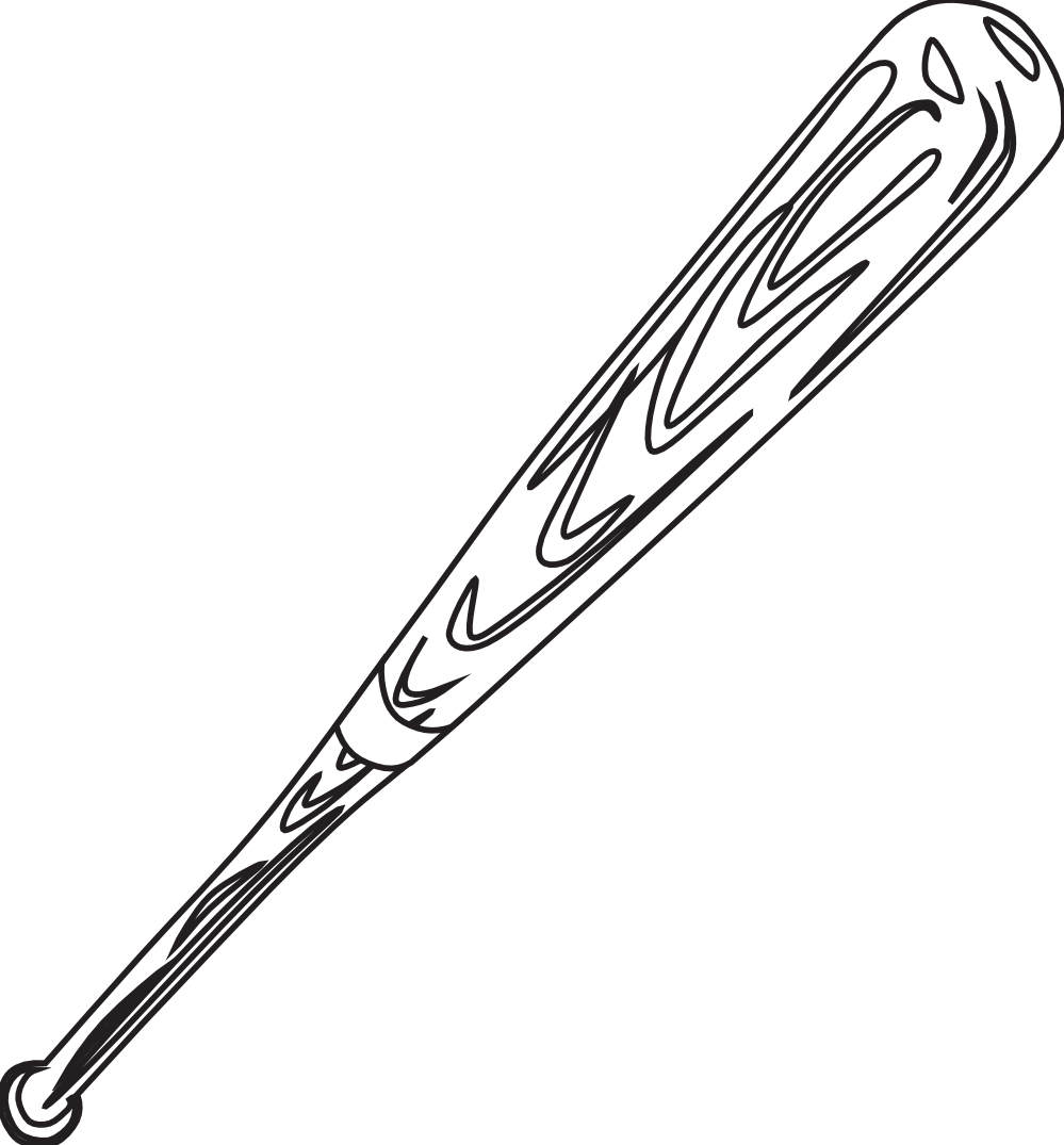 Baseball Bat Black And White Clipart