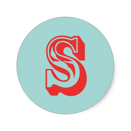 Letter S carnival style monogram initial favor Round Stickers from ...