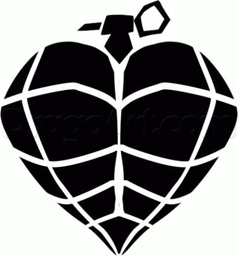 Step 8. How to Draw a Heart Grenade