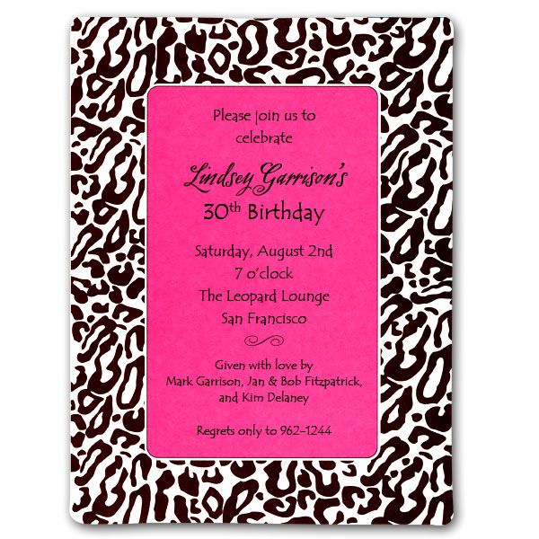 Hot Pink with Brown Leopard Print Invitations | PaperStyle