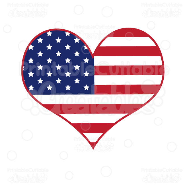 American Flag Heart SVG Cut Files & Clipart