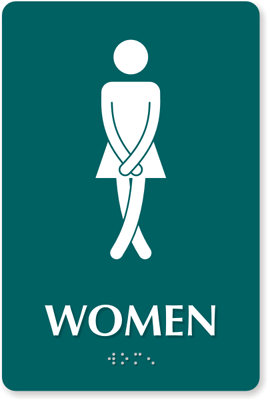 Cross-Legs Women's Bathroom Funny Sign, SKU - SE-2027