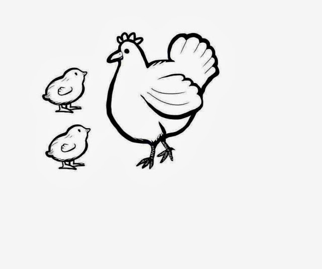 Colour Drawing Free Wallpaper: Hen And Chicken Mom Baby Drawing ...