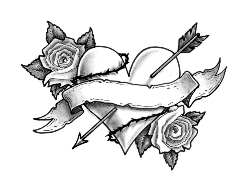 Heart With Banner Tattoo Designs