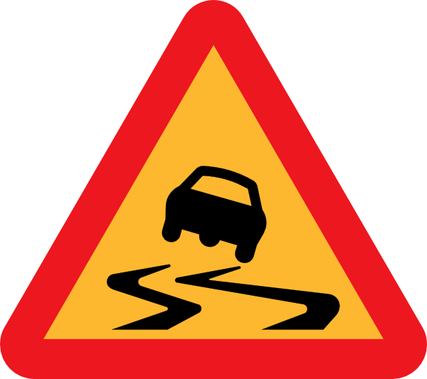 Slippery Road Sign clip art Free Vector / 4Vector