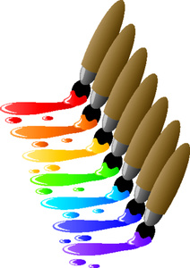 Painting Clipart Image - Paintbrushes With Paint