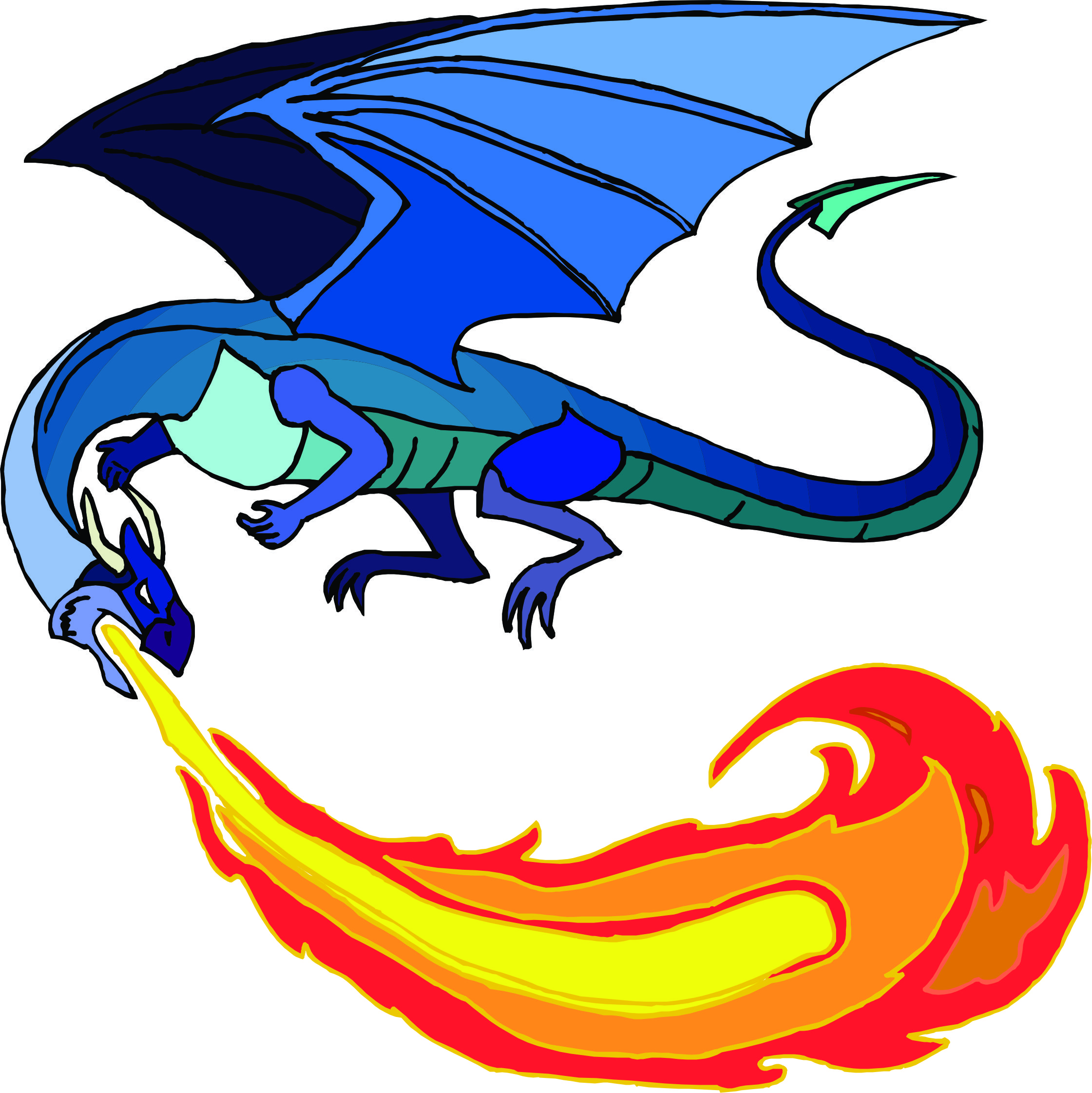 Dragon with fire clipart