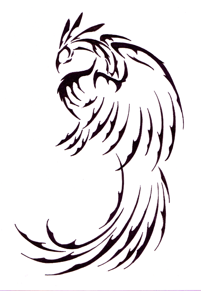 Tribal Phoenix With Open Wings Tattoo Flash: Real Photo, Pictures ...