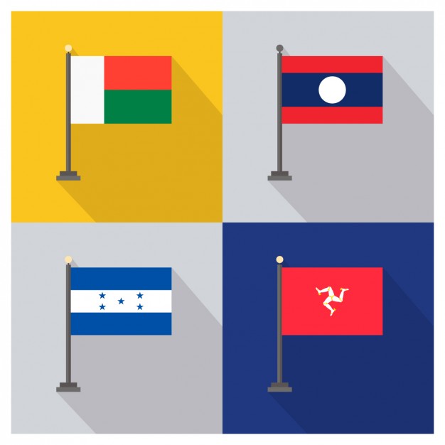 Belarus Laos Honduras and Isle of Man Flags Vector | Free Download