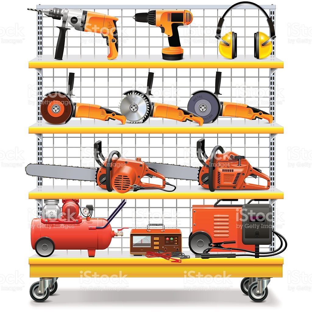 Vector Supermarket Shelves With Tools stock vector art 542798374 ...