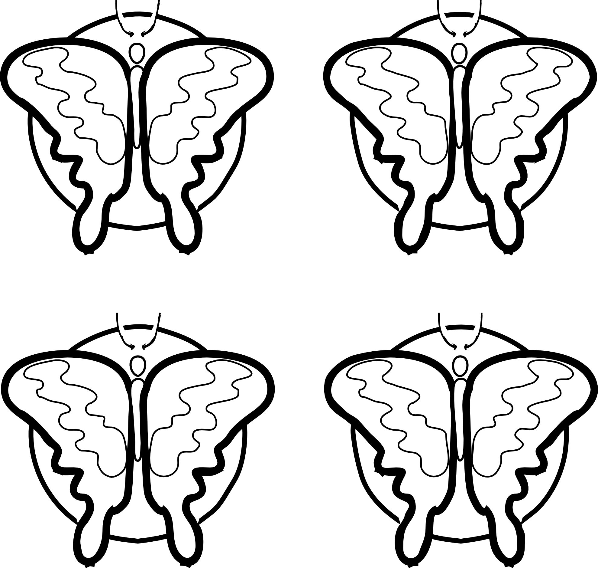 Butterfly 44 Black White Line Art Scalable Vector Graphics SVG ...