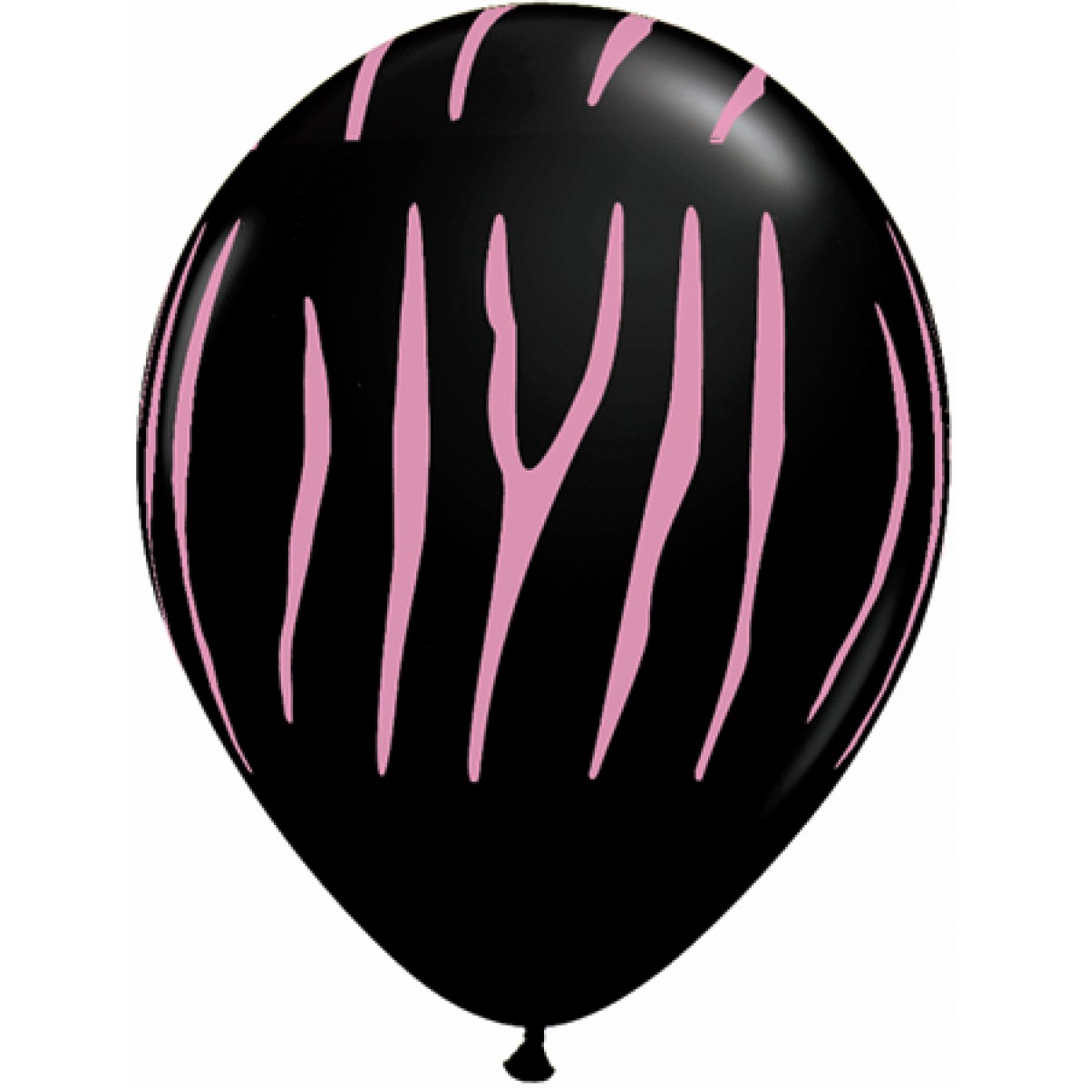 11" Zebra Print 100 count Onyx Black balloon with print in Pink ink