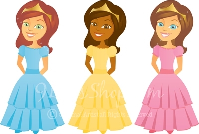 Set of Cartoon Princesses Clip Art - Characters & People - 9 Lives ...