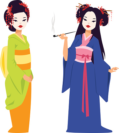 Silhouette Of Chinese Kimono Dress Clip Art, Vector Images ...