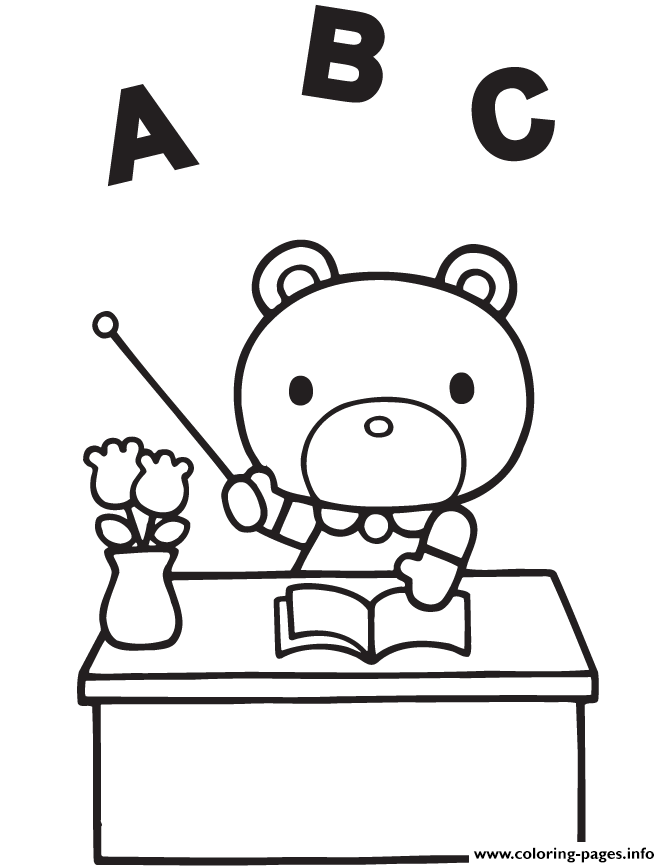 Print hello kitty teddy bear teacher Coloring pages Free Printable