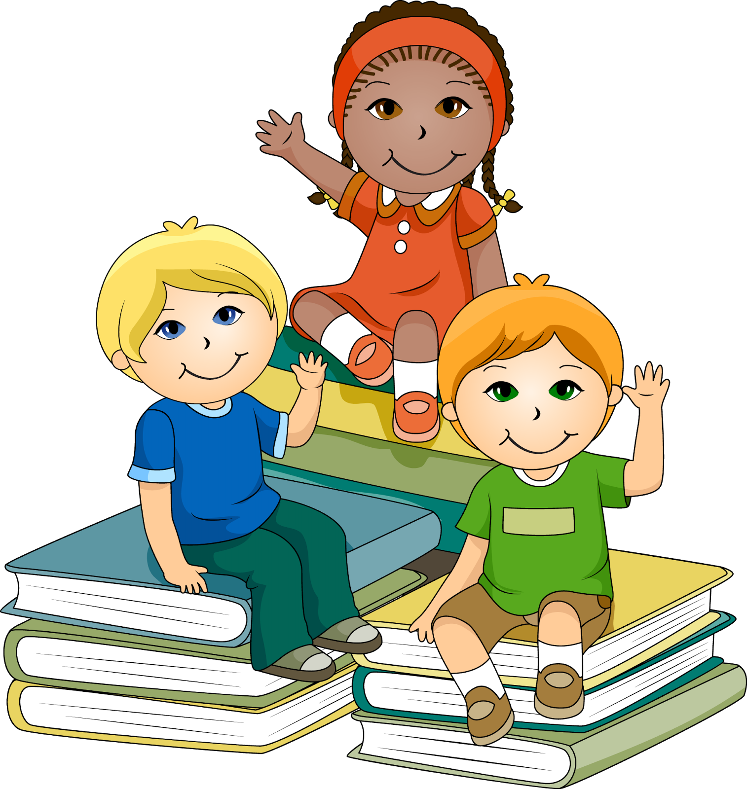 Children Reading Book Clipart