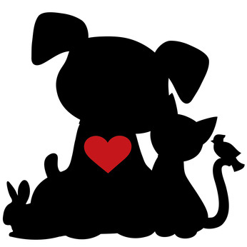 Clip Art of Pet Silhouettes Heart - Dog Clip Art Pictures