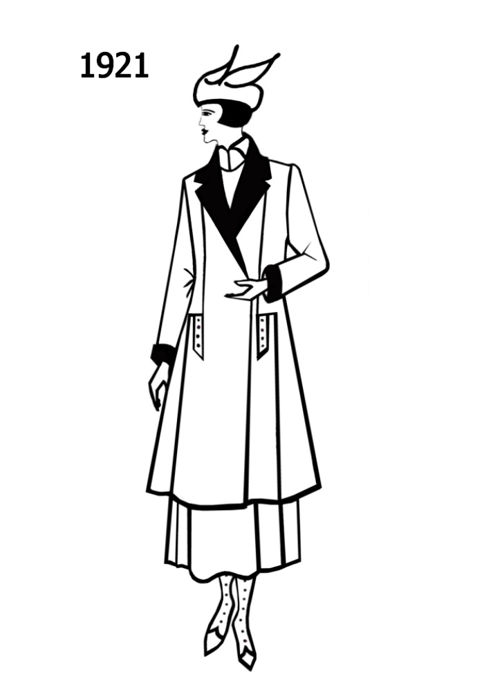 Costume History Silhouettes 1920-1921 Free Line Drawings