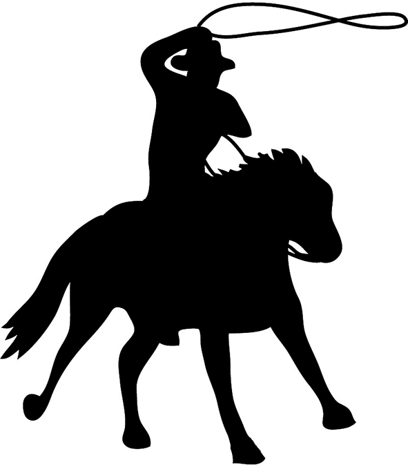 Cowboy Roping Silhouette Clip Art