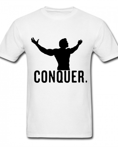 Conquer T Shirt Design For Men Cool White Letter Tee Plus Size 