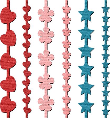 Stars, Hearts, Flowers Borders Set 1 - Cutting Files