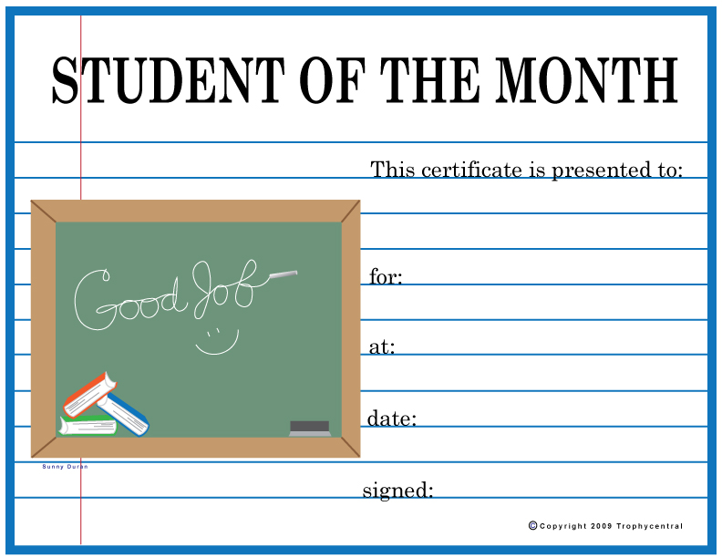 Free Student Of The Month Certificates, Certificate Free Student ...