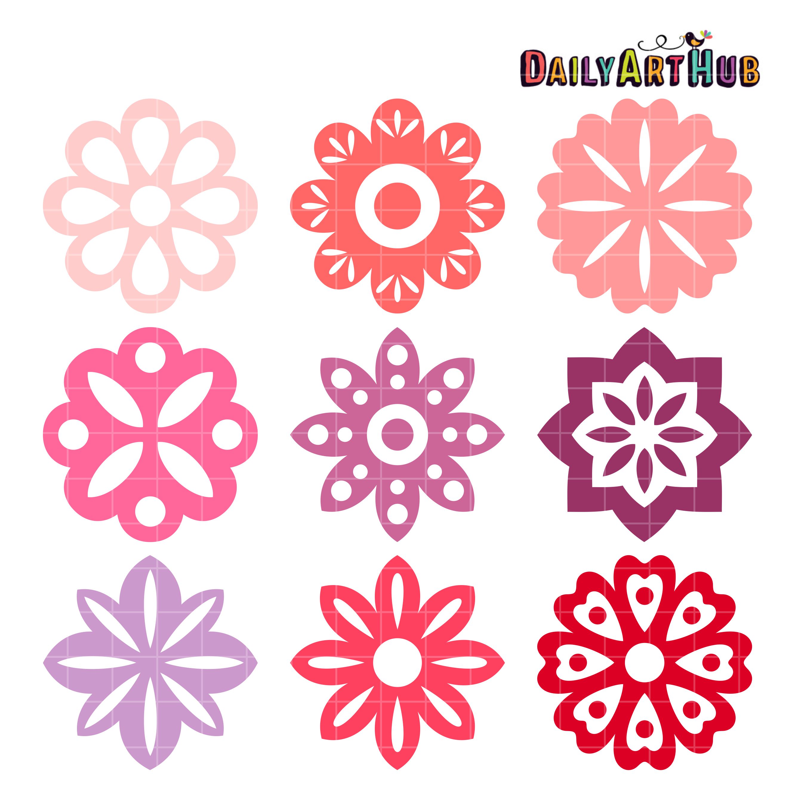 Simple Flower Shapes Clip Art Set | Daily Art Hub