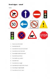 English teaching worksheets: Road signs