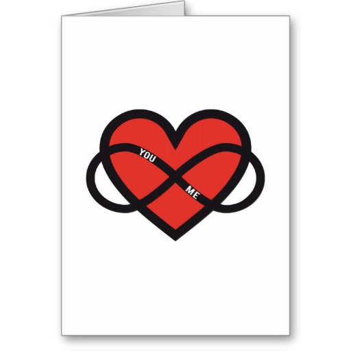 never ending love, red heart with infinity sign cards from Zazzle.