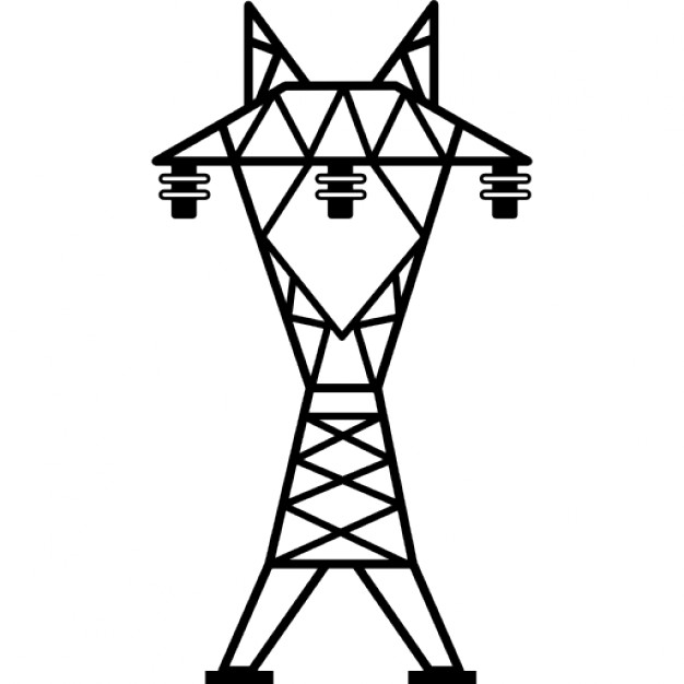 Power line with three insulators Icons | Free Download