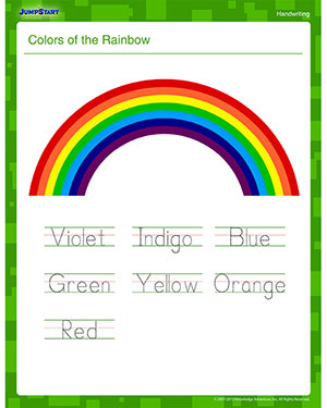 Colors of the Rainbow – Handwriting Worksheets Online – JumpStart