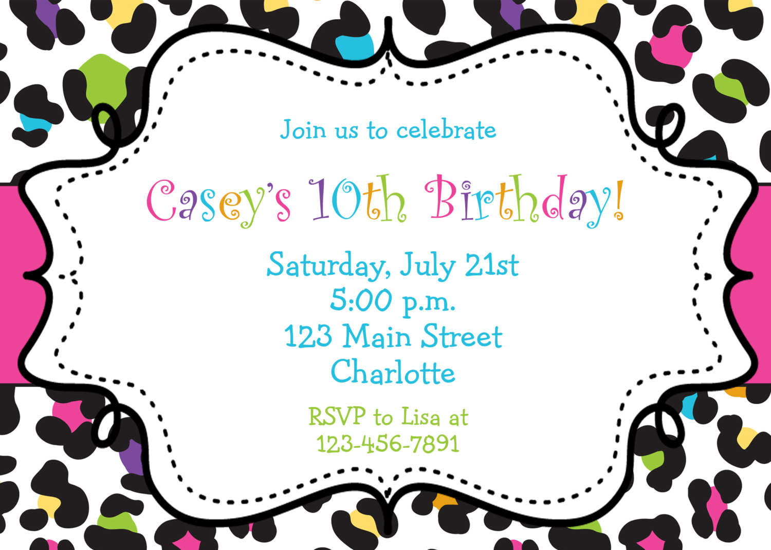 Leopard Print Party Invitations Hello Kitty With Cheetah Print ...