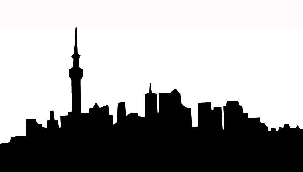 Small city outline clipart black and white