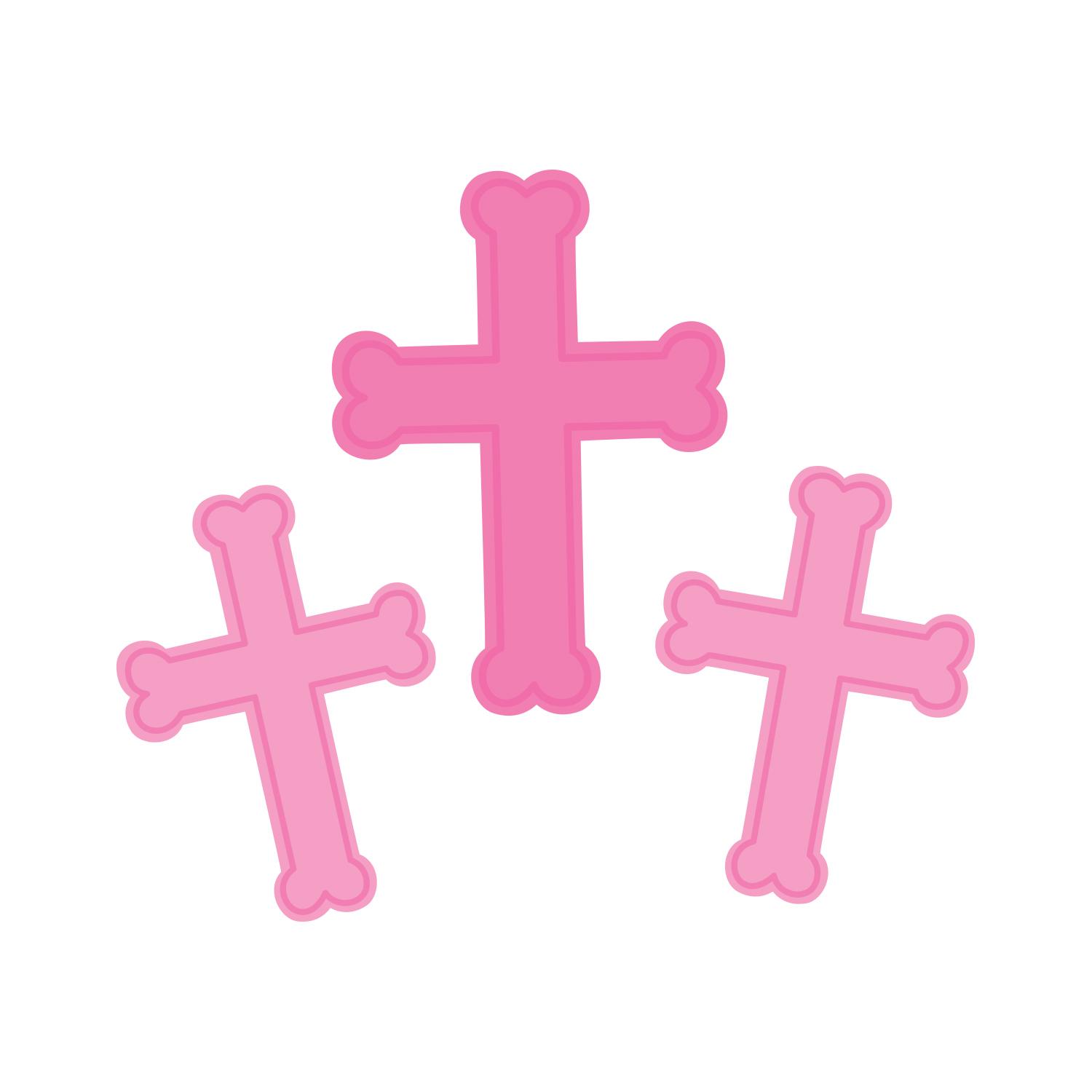 Cutout, 12"/8" As't Shaped, 3 Pink Crosses (36 ct) - Party ...