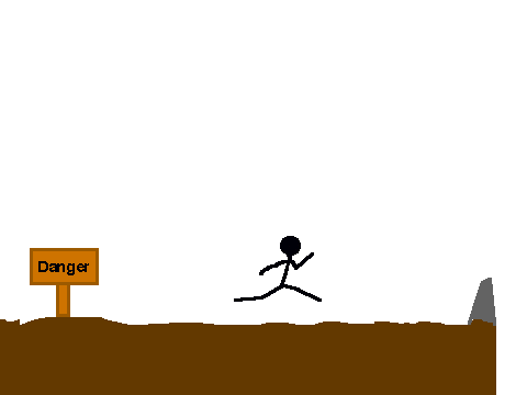 Stupid Stickman running on cliff on Scratch