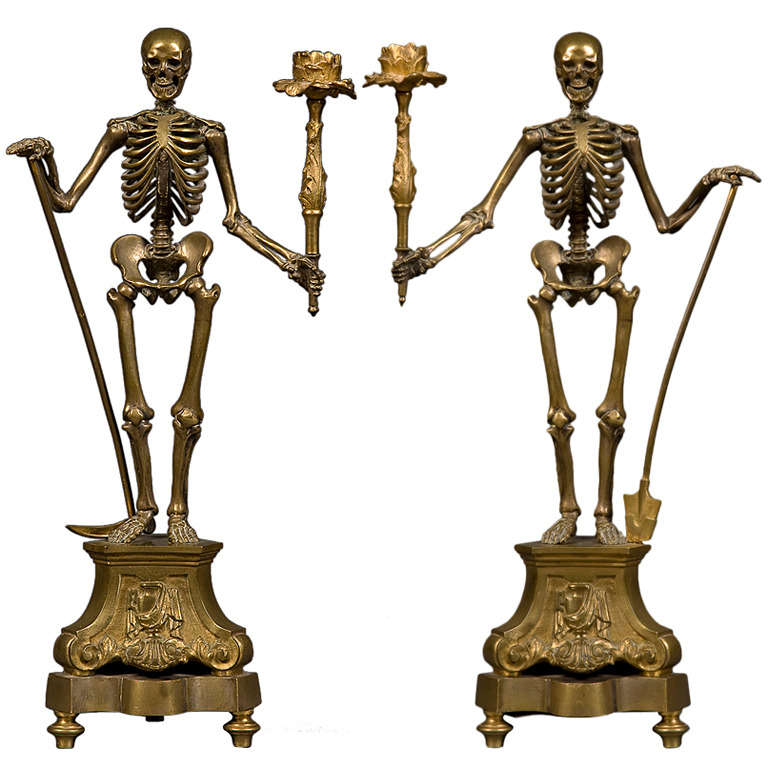 Pair of Gilt-Brass Single-Light Candelabra in the Form of ...