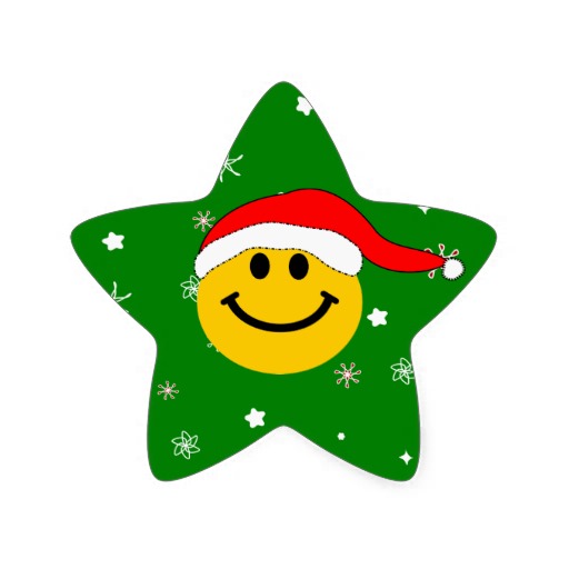 Christmas Smiley Face Star Stickers from Zazzle.