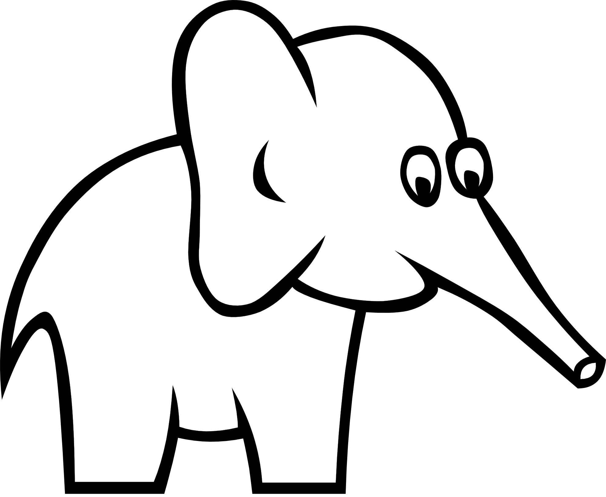 certain Elephant Black White Line Art Scalable Vector Graphics SVG ...