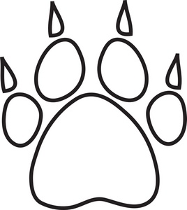 Paw Prints Clipart Image - Black and white dog paw print coloring ...