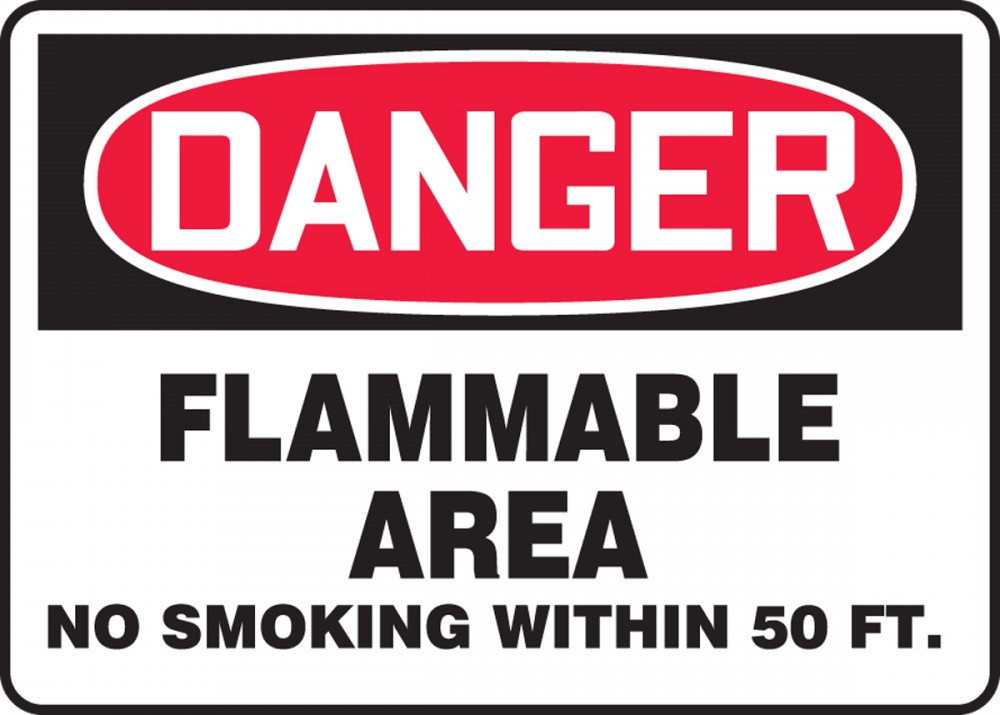 Flammable Area No Smoking Within 50 FT OSHA Danger Safety Sign MCHL007